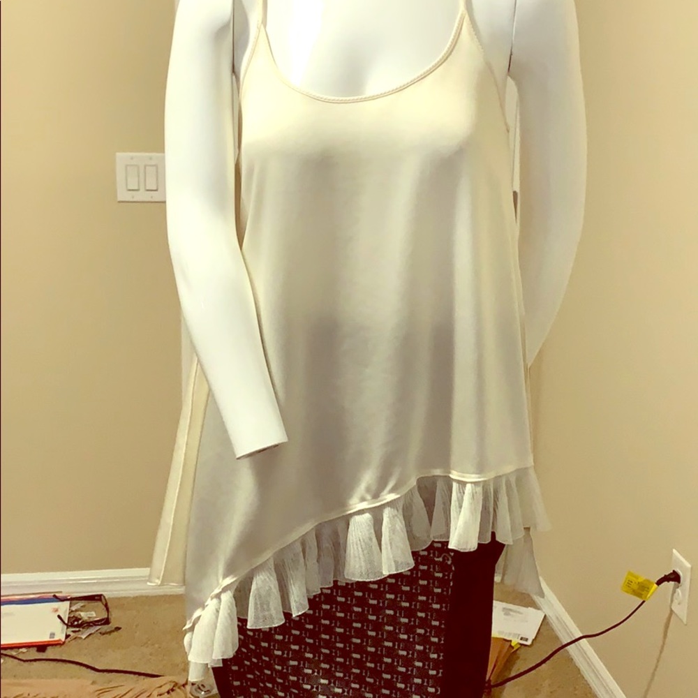 Elizabeth & James Ivory Satin Asymmetrical Racer Back Tank Top Camisole NWT XS